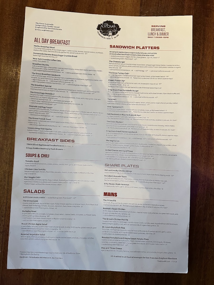 The Grove - Yerba Buena Menu - Image 4